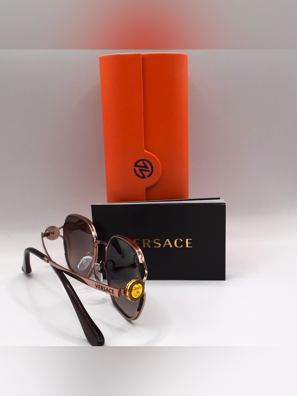 Versace Women’s Sunglasses – Pink Bronze / Brown Gradient – New – 55-20-140 - Picture 11 of 16